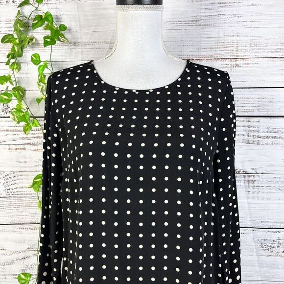 J Crew Blouse Top size 4 Black Ivory Polka Dots Modest Career Church Wedding - Picture 3 of 14